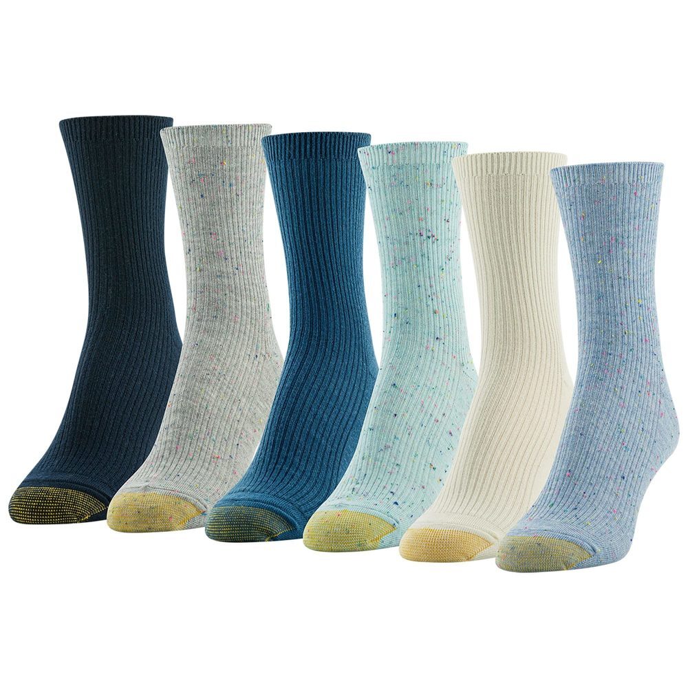 Gold Toe Women's Lola Ribbed Short Crew Socks 6 Pairs Shoe Size: 6-9
